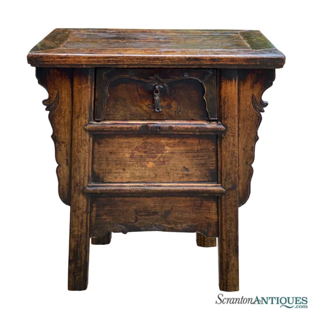 Antique Chinese Qing Dynasty Elm Wood Alter Table Cabinet