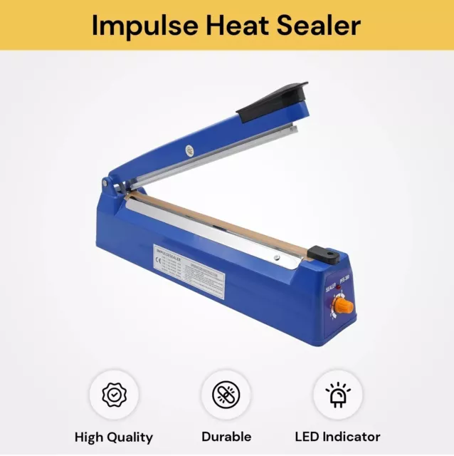 Impulse Heat Sealer Poly Bag Electric Plastic Sealing Machine Manual Press Heat 2