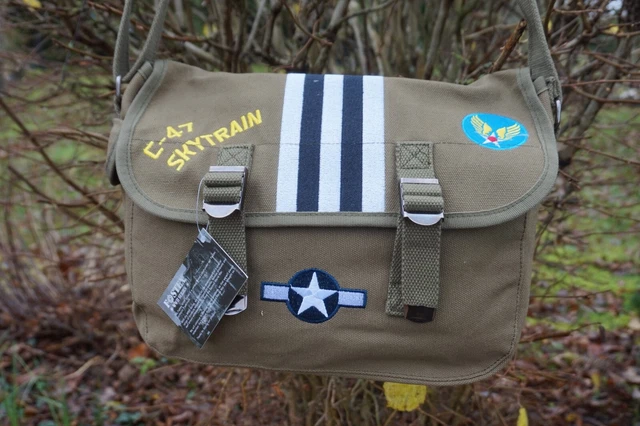 Sac Musette Militaire D-Day 1944 – Sacoche Collection Guerre US 82 Airborne, Neuf