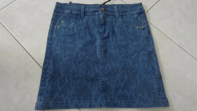 Jupe En Jean Zara Courte Noire, Effet Usé Et Taché - Taille 11/12 Ans - Occasion Très Bon état