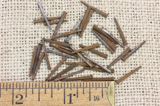 5/8” OLD Square NAILS 25 REAL 1850’s vintage rusty 5/64” tiny finish head BRADS