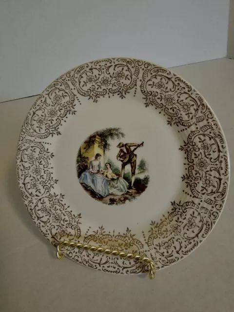 Vintage ROYAL CHINA Minuet 22k Gold Triumph Plate - American Limoges China D'Or