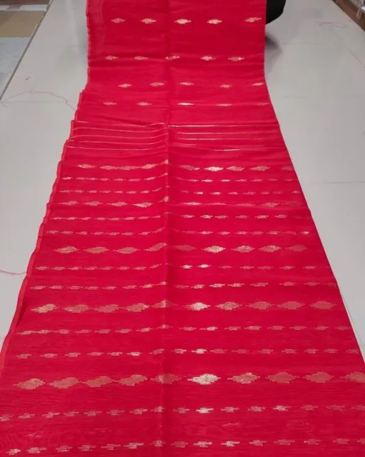 Indischer Bangladesch reiner Handwebstuhl Halbseide Dhakai Jamdani Saree rote Farbe