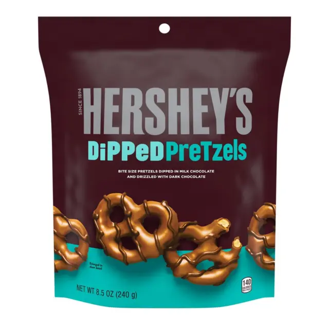 HERSHEY'S, Dipped Pretzels Milk and Dark Chocolate Covered Pretzel Candy, 8.5 Oz 2