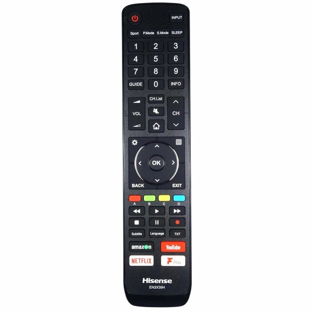 VINABTY EN3X39H Telecomando adatto per Hisense 50 '' 55 '' 65 '' Hisense serie U7A H50U7AUK H55u7auk H65u7auk ULED TV