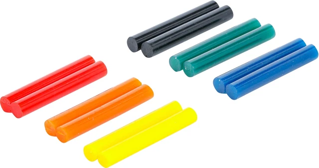 BGS Diy Bâtonnets de colle chaude | multicolores | Ø 7,5 mm, 50 mm | 12 pièces
