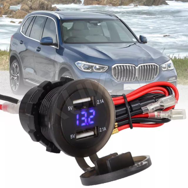 12V/Car Cigarette Lighter Socket Dual QC3.0 USB Ports Fast Charger Power Adapter
