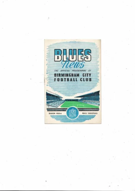 1955/56 Birmingham City v Wolves Football Programme