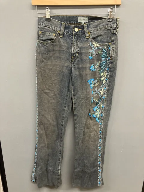 Karen Millen Grey Floral Sparkly Jeans - UK Ladies Size 8