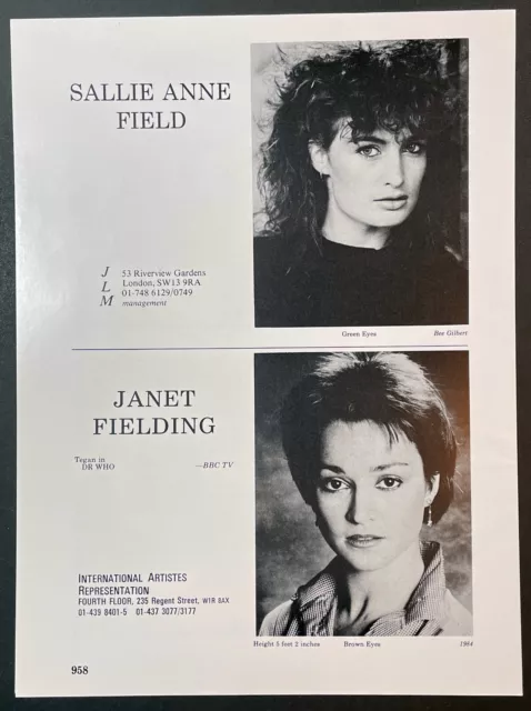 JANET FIELDING Vintage 1984 Acting Agency Page : Dr Who Companion Tegan Jovanka