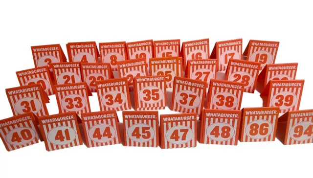 Individual WHATABURGER Restaurant Table Tent Markers Order Numbers Double Sided