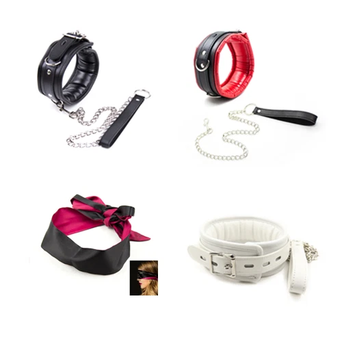 Bondage Cosplay Collar With A Leash / Metal Chain With Leather Loop And Carabiner 003