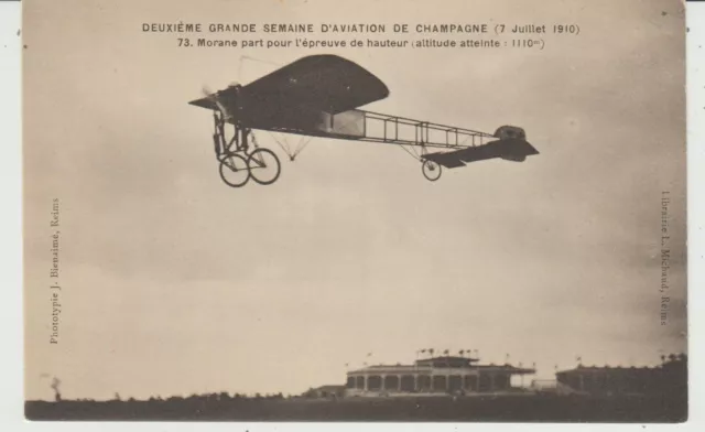 Cpa Deuxieme Grande Semaine D'aviation De Champagne (7 Juillet 1910) : Morane