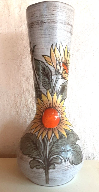 vase céramique Vallauris  Fonck et Matéo à décor tournesol émaillé belle pièce.