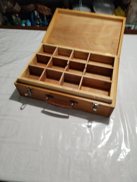 Valise Vintage En Bois Et Cuir - Décoration Rétro - Pour Accessoires De Scène Ou Rangement