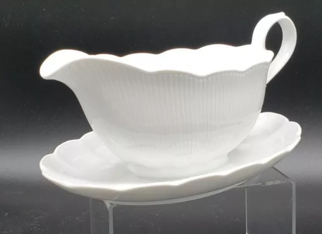 Vintage Kaiser Romantica All White West Germany Attached Gravy Boat