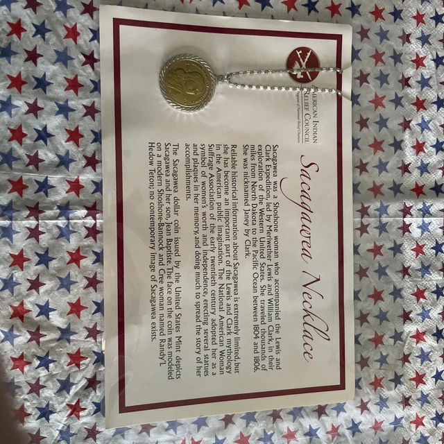American Indian Relief Council 2016 Sacagawea Coin Token Necklace Pendant
