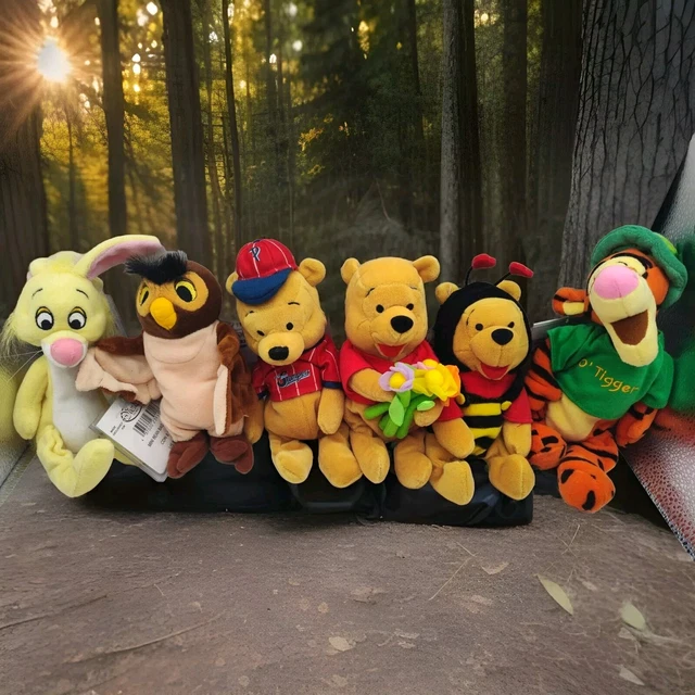 DISNEY STORE MINI Bean Bag 8" Plush Beanie Lot of 6 Winnie The Poohs