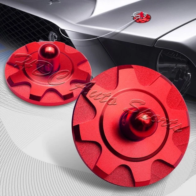 Universal JDM Red Aluminum Hardware Bonnet Racing Hood Pin Lock Appearance Kit