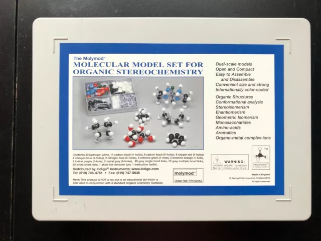 The Molymod Molecular Model Set for Organic Stereochemistry P/N 62053 England