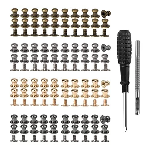 Bouton de Col à Vis 5mm Rivets pour Cuir Decoratif 80 Pièces Rivets Cuir pour Cu