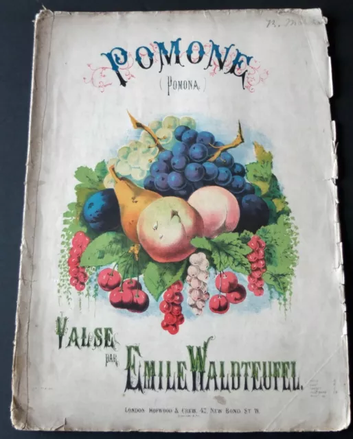 Emile Waldteufel Pomone Valse Piano Solo Feuille Musique (1875) Lithographie