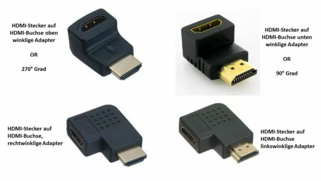 HDMI Winkel Adapter Rechts Links  90 270 Grad Stecker Buchse Full HD