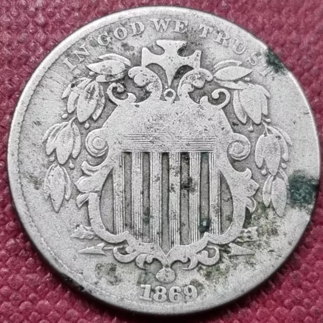 1869 Shield Nickel 5c Better Grade Details #70484