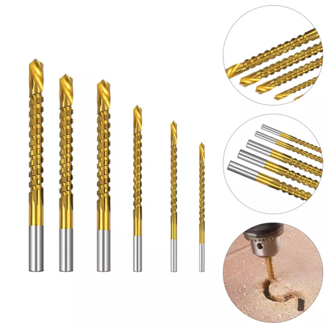 6PCS Woodworking Tool Side Cutting Drill Bit Twists Drill Bit Spiral Drill Bit