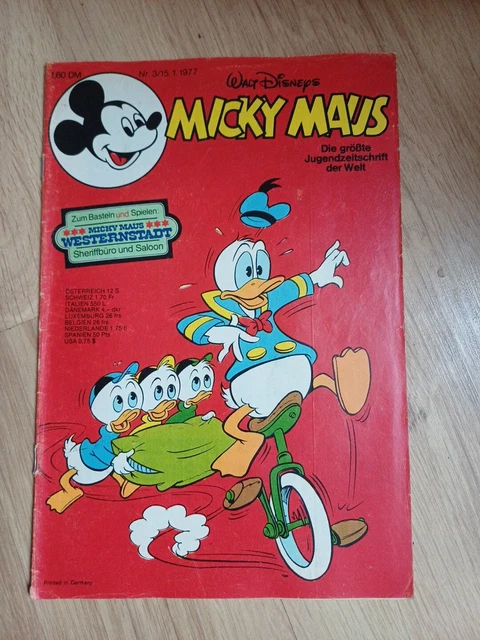 Micky Maus Comic Heft Nr.3 Vom 15.1.1977