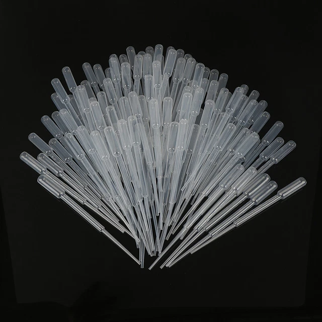 100PCS 3ML Transparent Pipettes Disposable Plastic Eye Dropper Transfer Pipet HU