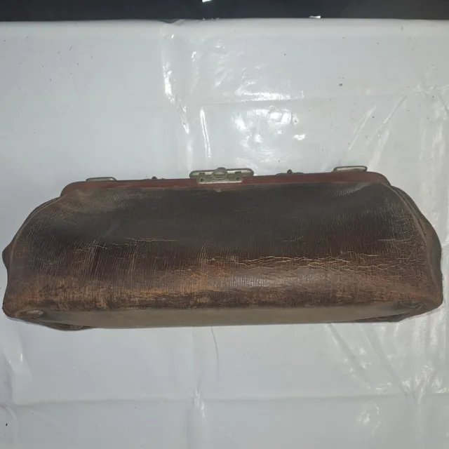 Alte antike Arzttasche, Leder ohne Schlüssel, 46 cm