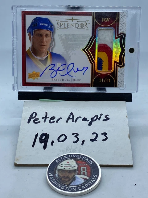 2017-18 Upper Deck Splendor Bordered Red #BDHU Brett Hull PATCH AU 11/11