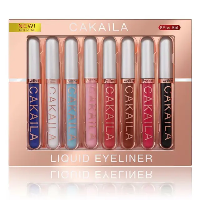 Pro 8 Farben Glitzer Lidschatten Eyeliner Liner Bleistift Lippen Make-up Set Kosmetik 3