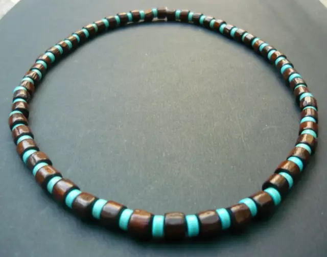 Collier Homme de perles howlite Turquoise et Bois pour Homme