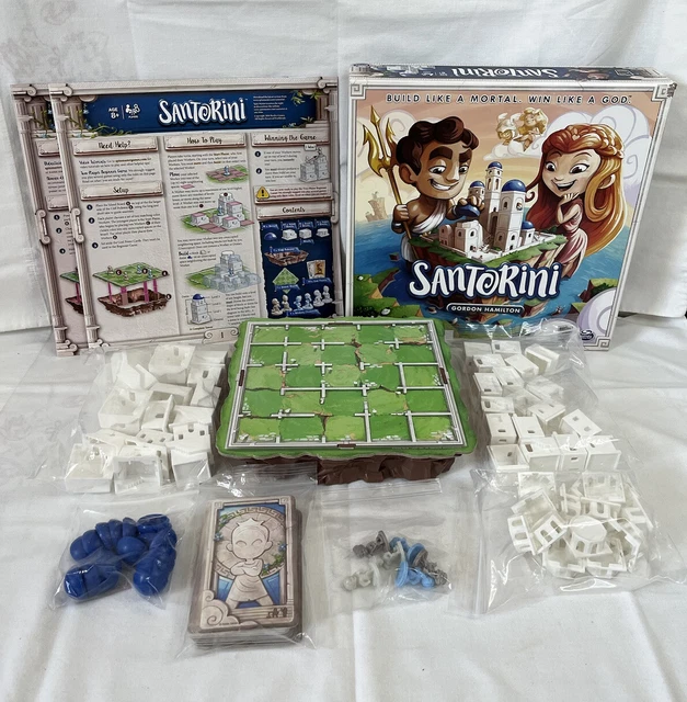SANTORINI BOARD GAME Greece Greek Gods Strategy Build Complete Gordon