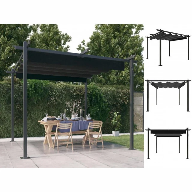Pavillon Mit Ausziehbarem Dach 3x3 M Anthrazit Pergola Terrasse Garten