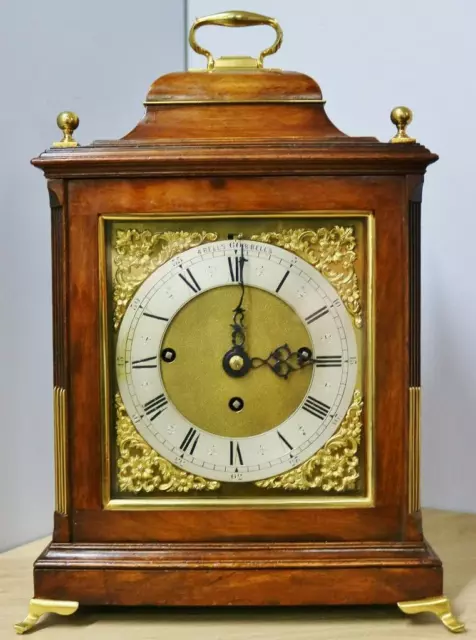 Rare Small Antique English Bell Top Triple Fusee 8 /4 Bell Musical Bracket Clock