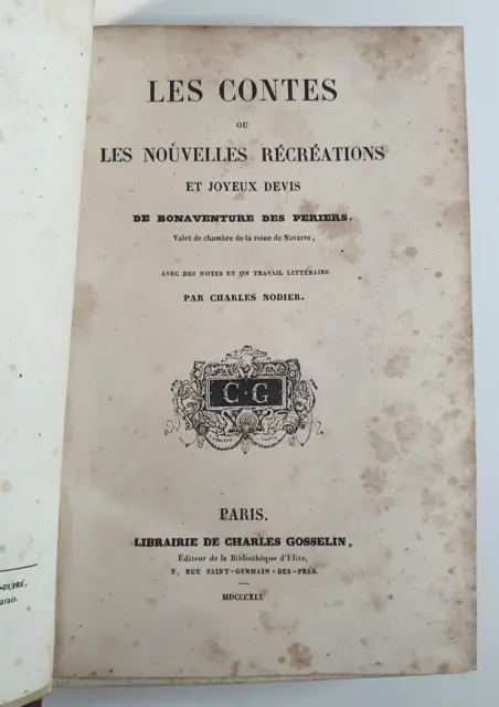 CH. NODIER-Les contes (...) joyeux devis de bonaventure des Périers-1841