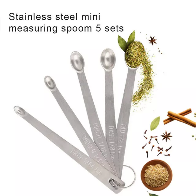 5PCS Mini Measuring Seasoning Dry and Liquid Ingredients Spoon Stainless Steel