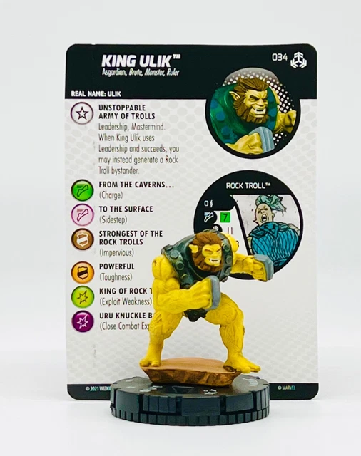 Marvel Heroclix Avengers War of the Realms Set King Ulik #034 Rare w/ Card