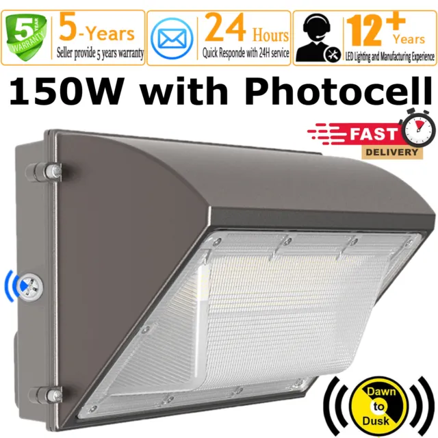 150W LED Wall Pack Light With photocell Dusk to Dawn Industrial 5000K
