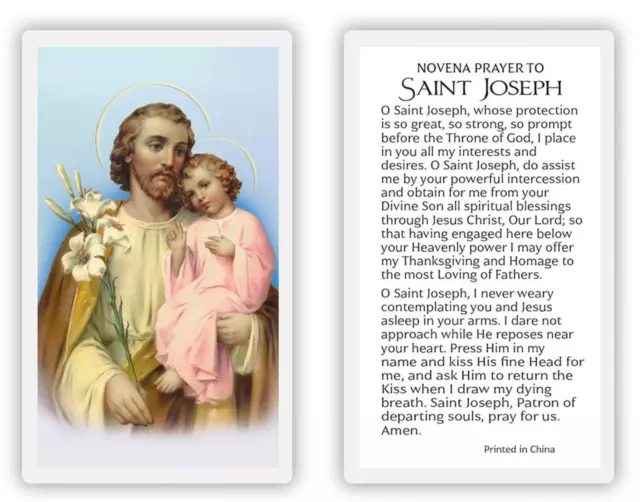 Laminated Novena Prayer to Saint Joseph Wallet Size Holy Card Catholic Father's