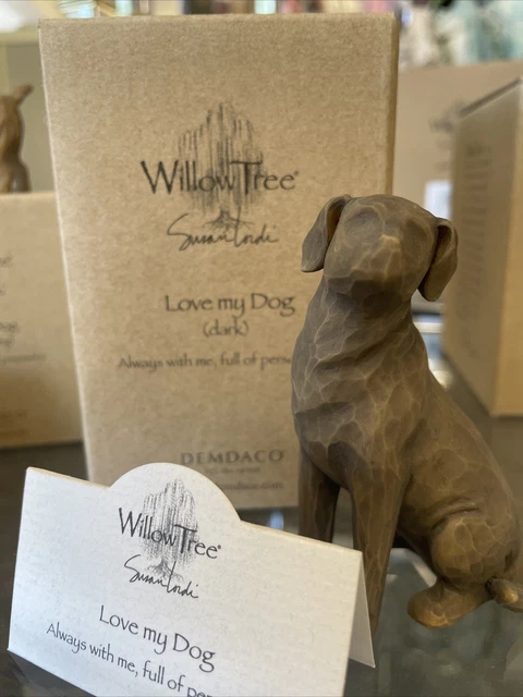 Willow Tree "Love My Dog" (dark), Sculpted Hand-Painted Figure Natural Willow Tree "Love My Dog" (dark), Sculpted Hand-Painted Figure Natural