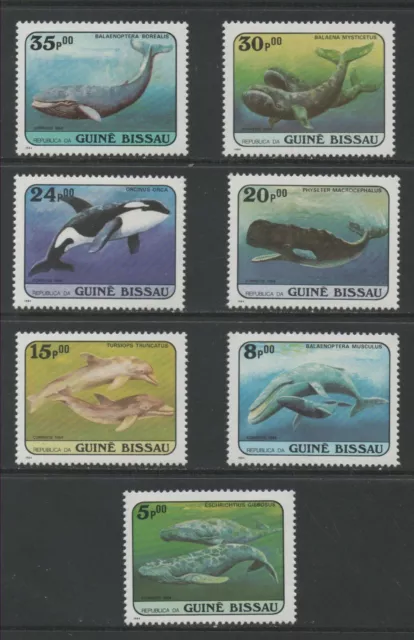 Thematic Stamps Animals - GUINEA BISSAU 1984 WHALES 882/8 7v mint