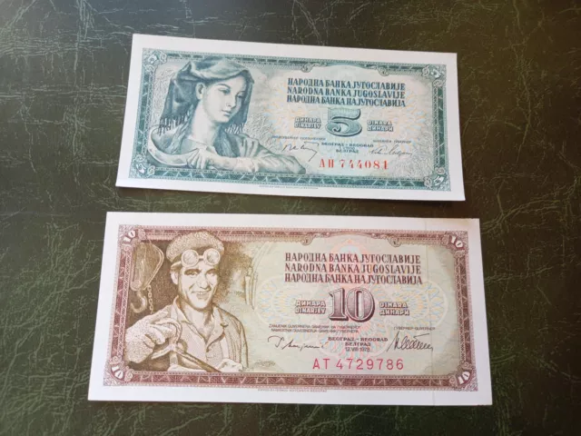 YUGOSLAVIA  5 & 10 Dinara 1968/1978