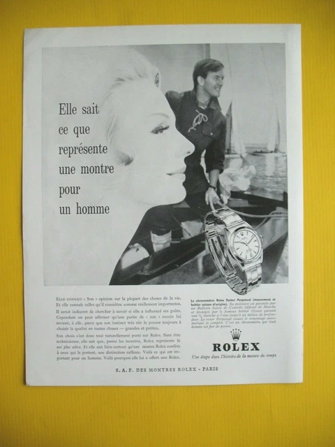 Publicite De Presse Rolex Horlogerie Montre Chronometre Oyster Perpetual 1962
