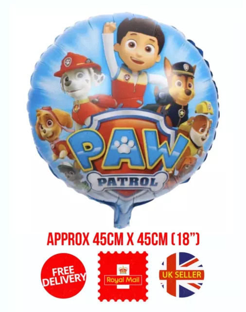 PAW PATROL 18” FOIL BALLOON Birthday Air Or Helium Fill - UK SELLER