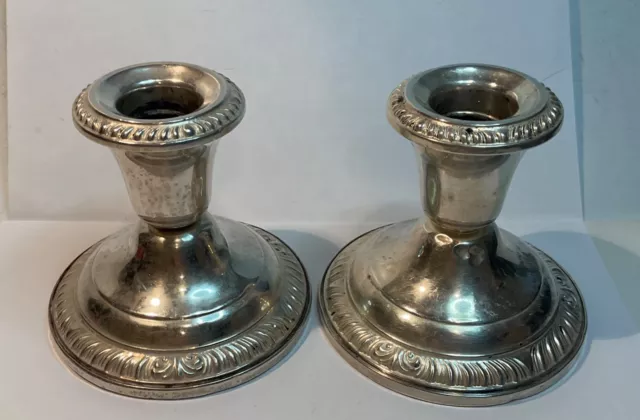 Pair Of Frank M. Whiting Sterling Weighted & Reinforced Candle Holder Scrap 448g