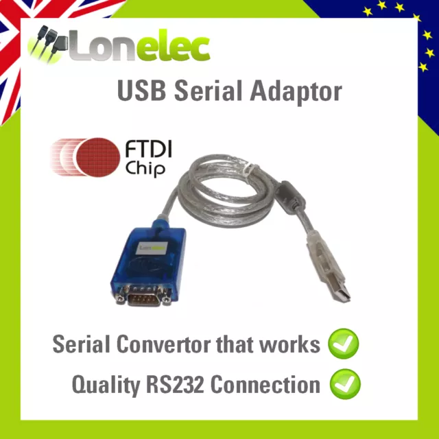 Quality Usb 9 Pin Rs232 Serial Adaptor Converter Genuine Ftdi Ft232Rl - Works!